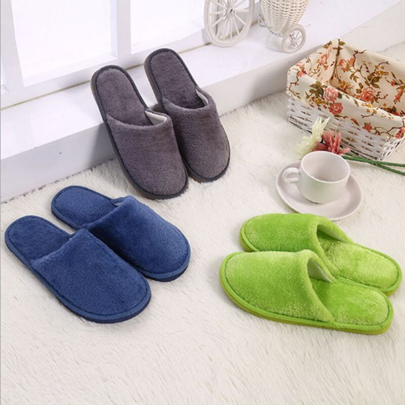 2024 Men Slippers Winter Plush Warm Home Shoes Male Fur Slippers Indoor Silence Comfort Floor Slides Shoes Men Bedroom Footwear
