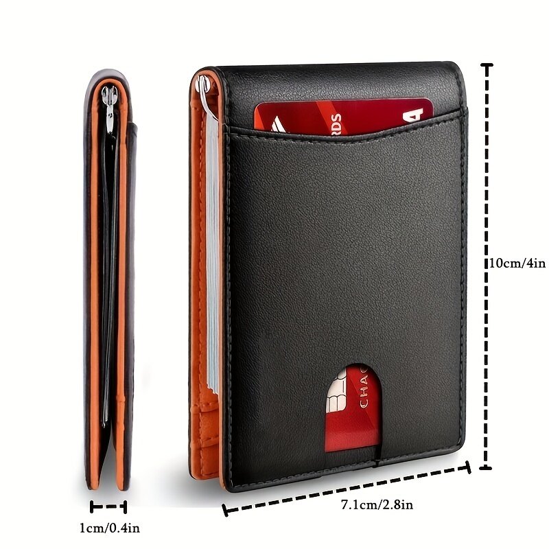 Portefeuille intelligent mince en cuir PU pour hommes avec pince à carte de crédit, mini porte-cartes, blocage RFID, argent