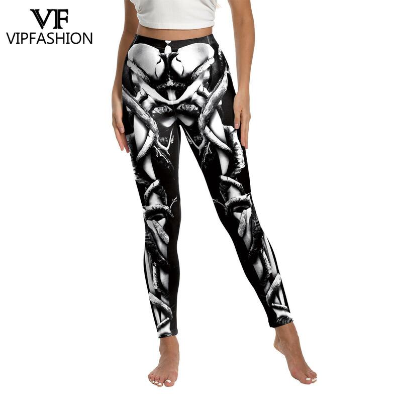 Vip Mode Skeletpatroon Leggings Voor Vrouw Halloween Cosplay Party Broek Mid Taille Elastische Panty Casual Workout Broek