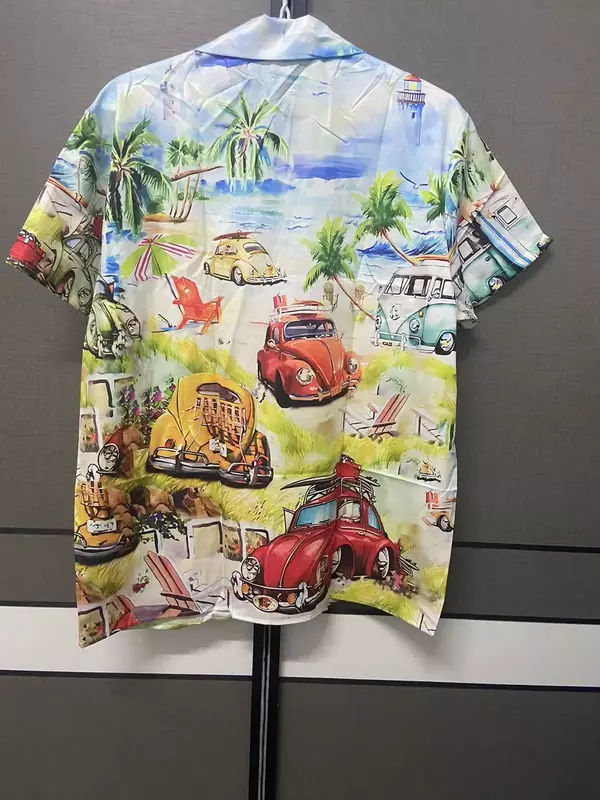 Мужская гавайская рубашка с коротким рукавом, рубашка большого размера с 3D принтом, в стиле персонажа игры, в Кубинском стиле, для летних каникул, новая мода