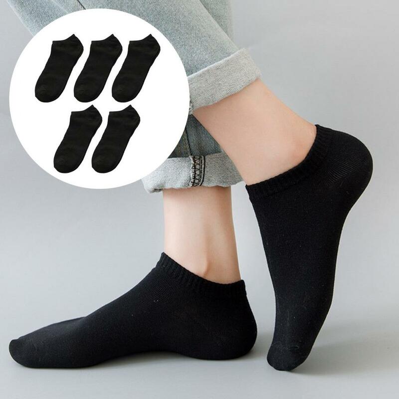 ถุงเท้าสั้นสำหรับผู้ชายถุงเท้าสั้นสีดำขาวเทาระบายอากาศได้สำหรับฤดูใบไม้ผลิฤดูร้อน