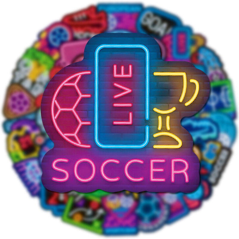 10/30/50pcs Soccer Sport Football Neon Light Stickers Cool Graffiti Decals Decoration DIY Phone Notebook Luggage Cartoon Sticker