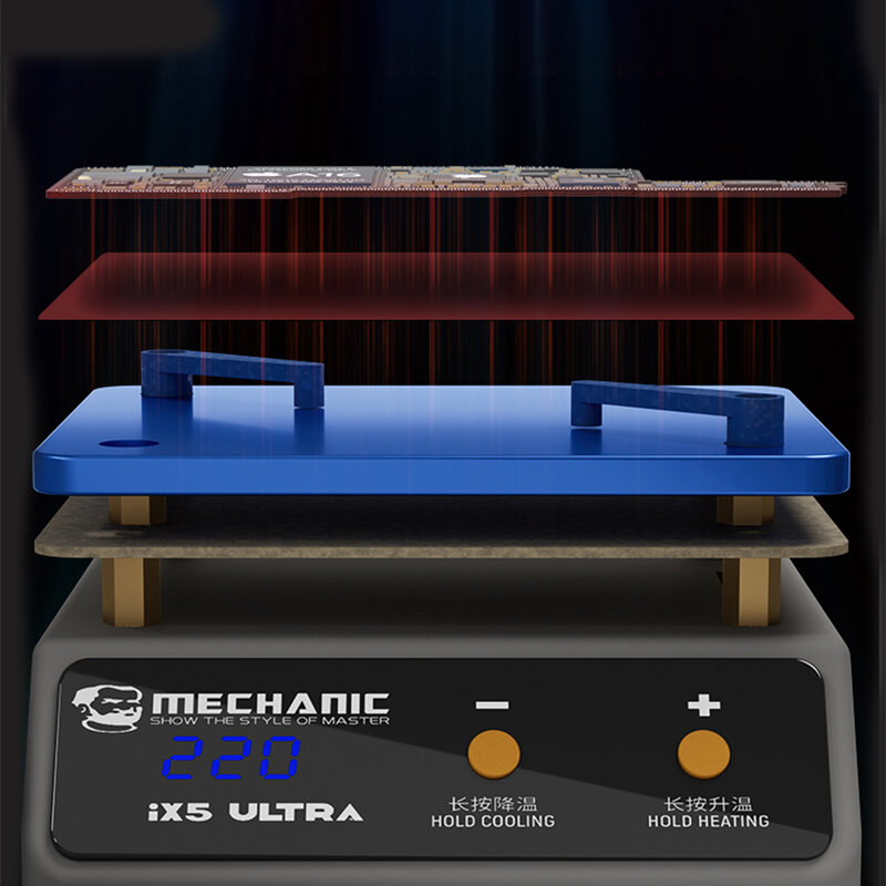 MECHANIC IX5 ULTRA penghangat stasiun berlapis Preheater Platform termostatik untuk Android/IPhoneX-14Pro Max perbaikan Motherboard