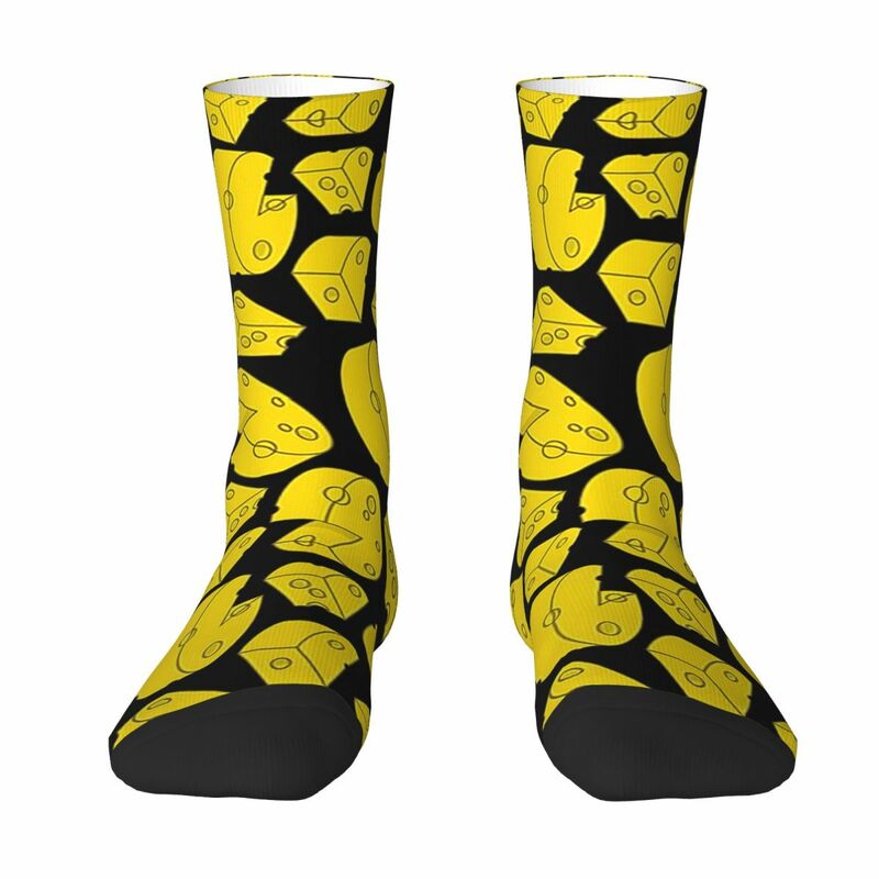 All Seasons Crew Stockings Yellow Cheese Socks Harajuku Crazy Hip Hop Long Socks Accessories for Men Women Christmas Gifts