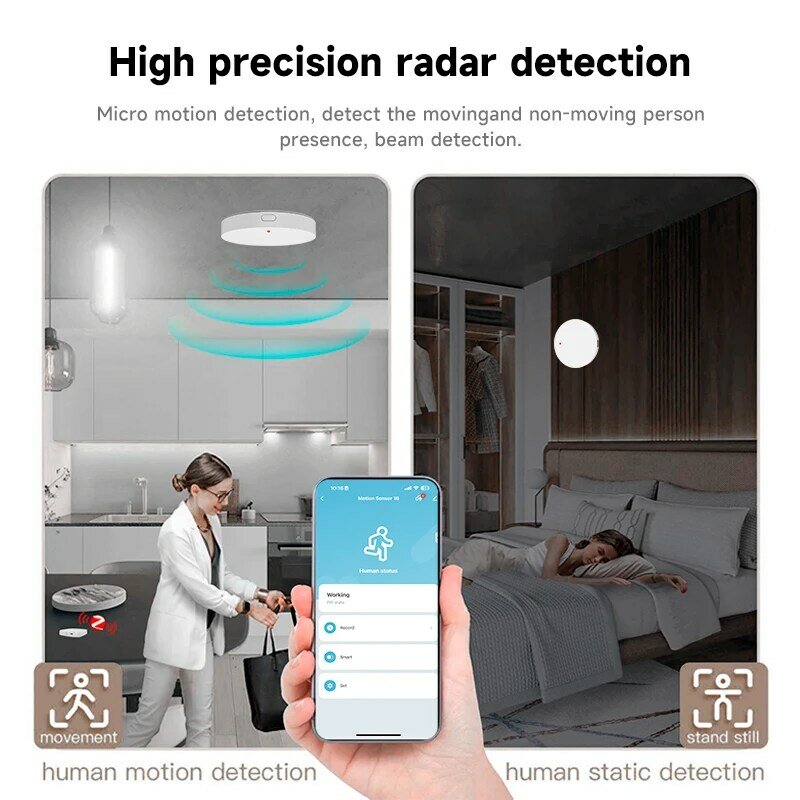 Tuya Zigbee 24G Wifi Menselijke Aanwezigheid Sensor Bewegingssensor Radardetectie Smart Home App Alarm Afstandsbediening Beveiliging