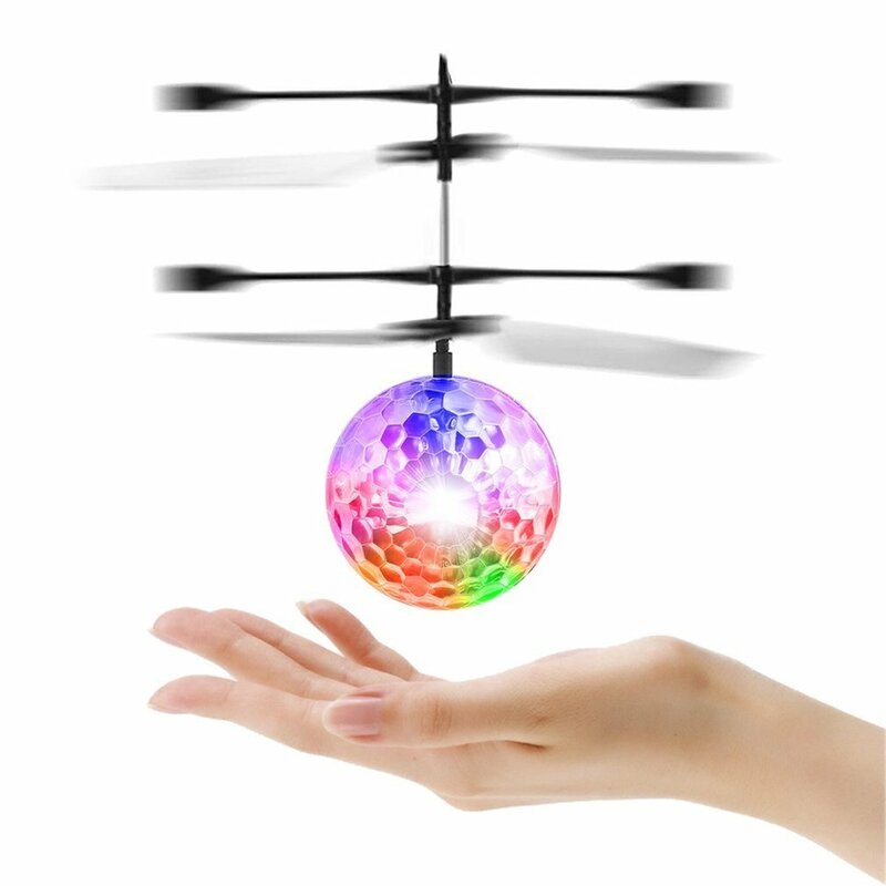 Bola kristal pengendali jarak jauh, bola kristal terbang LED lampu berkedip, induksi inframerah, bola helikopter hadiah mainan lucu untuk anak-anak