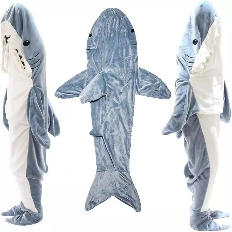 Koc do noszenia rekina Kigurumi rekin piżama zwierzęcy kombinezon z kapturem ciepły śpiwór rekin