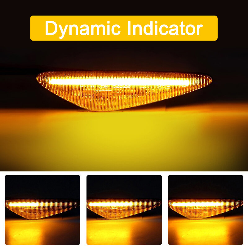 Conjunto de lámpara de marcador lateral LED dinámico de lente transparente, 12V, para Nissan Lafesta Highway Star 2011-UP, luz intermitente secuencial