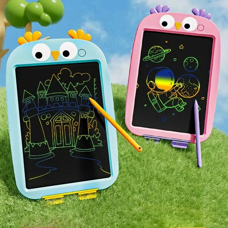 Tablet de escrita infantil, 12 Polegada, bloco de desenho colorido, prancheta reutilizável, brinquedos de aprendizagem de atividade, 3-8 anos de idade
