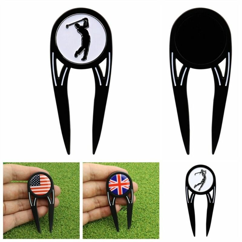 Fourche verte de golf en alliage de zinc, marqueur de balle de golf multifonctionnel portable, 4 en 1, club magnétique, accessoires de golf