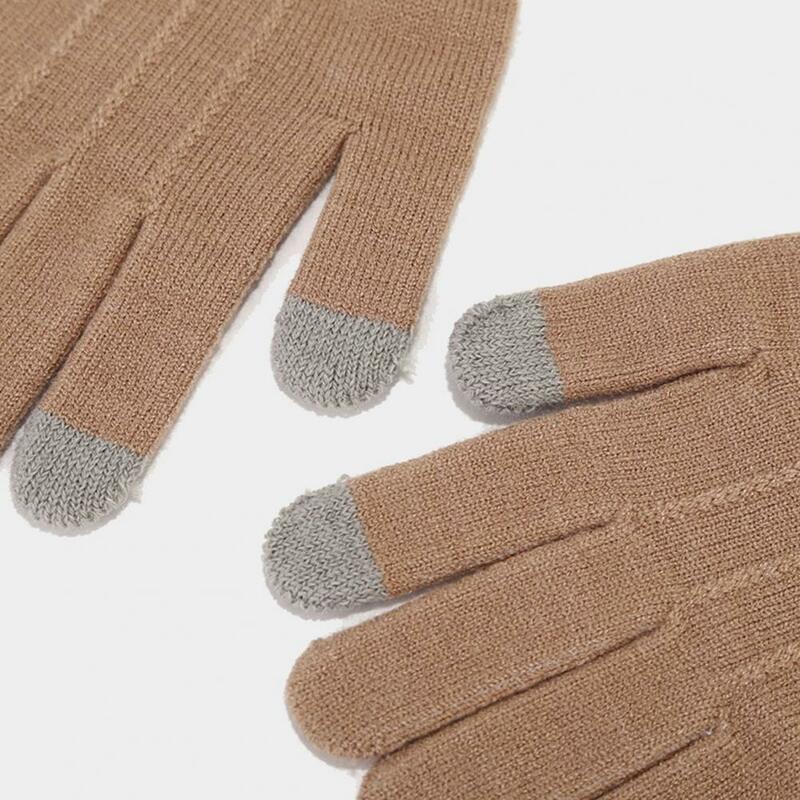 Conjunto de guantes de pantalla táctil para clima frío para mujer, gorro de invierno Unisex, bufanda larga, sólido, 3 piezas