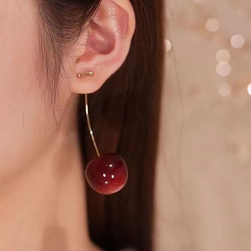 Petites boucles d'oreilles fruits rouges, bijoux à breloques