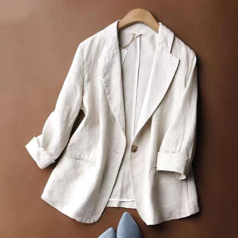 Blazer chique de mangas compridas para mulheres, tipo solto, casaco leve feminino, costura firme, roupas femininas