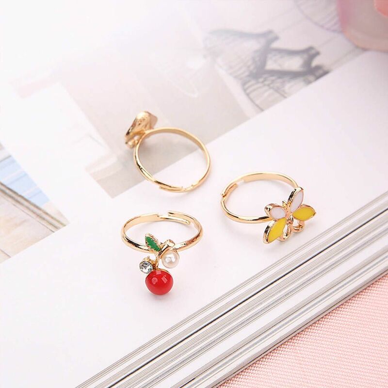 Cartoon Lady Girls Optional Creative Jewelry Fancy Shape Finger Rings Ring Toy Pretend Play
