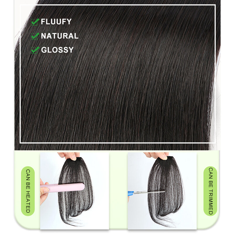 Natürliches menschliches Haar knallt Seiten fransen für Frauen 3d Mittelteil falsche Pony Clip-In-Verlängerungen unsichtbare Haar teile menschliches Haar
