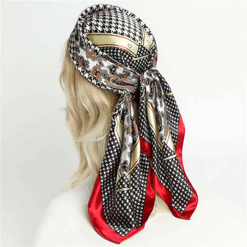 2022, Модный Шелковый квадратный шарф для женщин, повязка на голову, мягкий шейный платок, головной платок с цветочным принтом, Женская бандана из пашмины