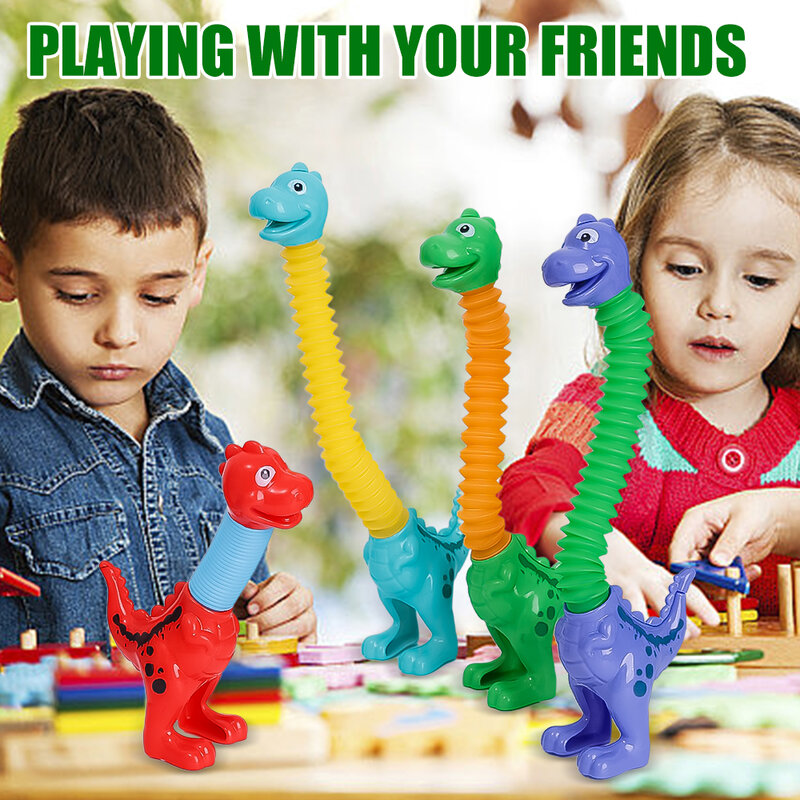 5 Stück lustige Cartoon Giraffe Teleskop rohr Spielzeug Kinder pädagogische Stretch Spot Dinosaurier Spielzeug DIY Teleskop Dekompression Spielzeug