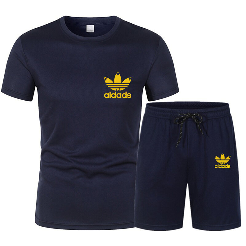 Camiseta de manga curta masculina e shorts esportivos, conjunto de corredores casual, agasalho masculino, moda verão, 2024