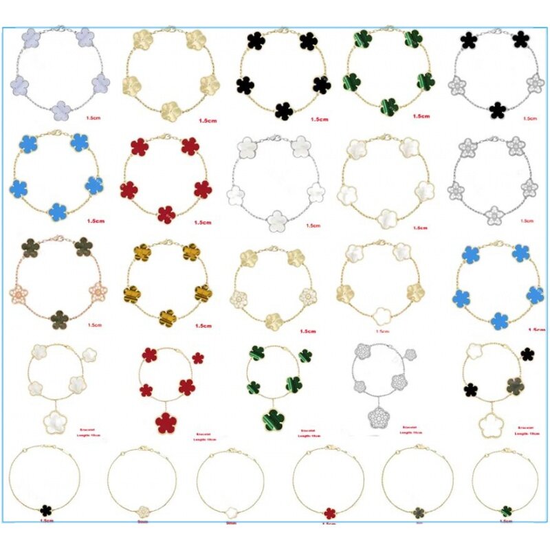 Braccialetto di trifoglio originale di gioielli Premium s925 bracciale in pietra di agata naturale di alta qualità placcato in argento a tre strati 18 carati