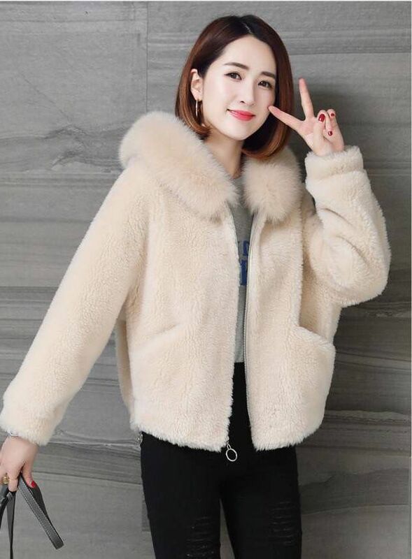 2023 moda zimowa casualowa kurtka damska krótka odzież damska płaszcz zimowy damskie sztuczne futro imitacja lis pluszowy kurtki