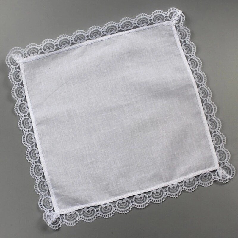 Lenço bolso com borda renda, 10x10 polegadas, bandana toalha bolso absorção, absorção suor