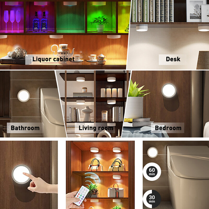 Wireless Cabinets Light Touch Emergency Lighting Lamp Battery Powered Rechargeable Night Lamp Under Cabinet Closet Kitchen Indoo