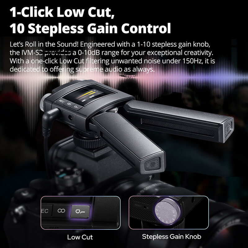 Godox-micrófono cardioide tipo pistola, dispositivo de IVM-S3 con batería de litio integrada, para teléfonos DSLR, para entrevistas en vivo al aire libre