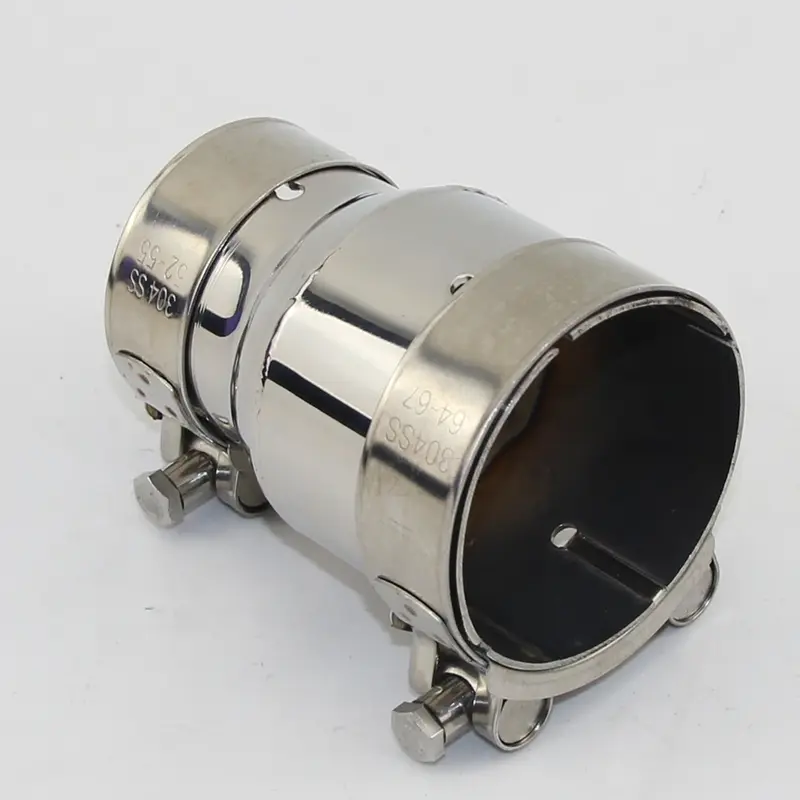 Aço inoxidável padrão Exhaust Reducer Connector, Universal Car Pipe Tube, 54mm Out, 66mm Outer Diameter