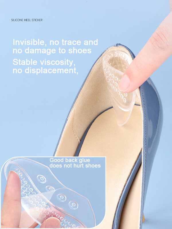 Silicone High Heels Heel Sticker Protector Sneakers Gel Inserts Heel Cups Anti-Slip Adjust Size Shoe Pads for Anti-wear Foot Pad
