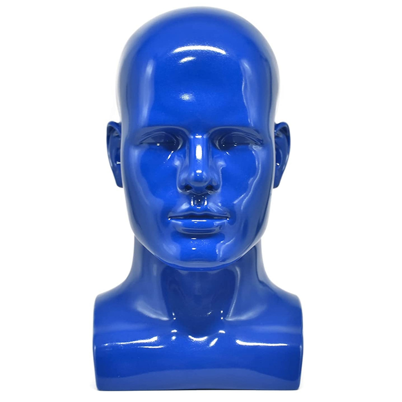 Męskie głowa manekina profesjonalne głowa manekina do wyświetlania peruki kapelusze maska słuchawkowa (niebieski)