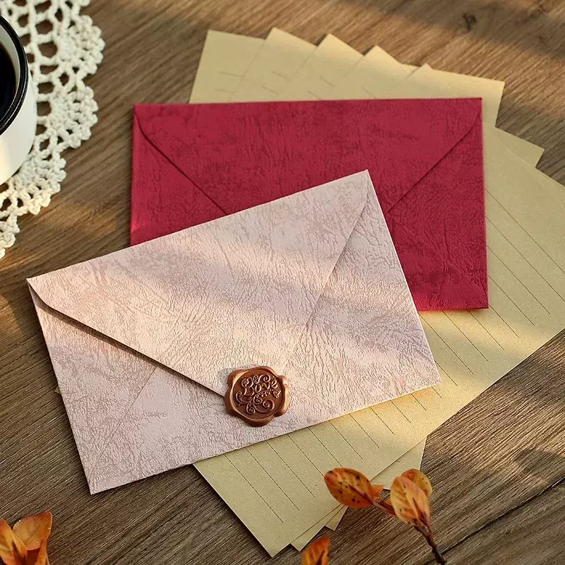 5 buah amplop merah muda oranye untuk bantalan huruf antik kertas surat undangan pesta pernikahan penutup kartu amplop uang Kawaii