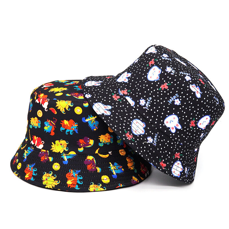 Topi Bucket motif huruf 2023, topi matahari musim panas Panama untuk wanita, topi memancing nelayan
