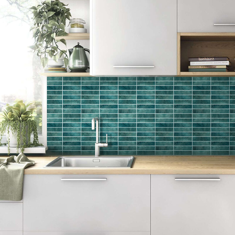 3D Mosaic Peel and Stick Wall Panel Matt Linear Self Adhesive Kitchen Tile Backsplash Bathroom Waterproof Wall Sticker