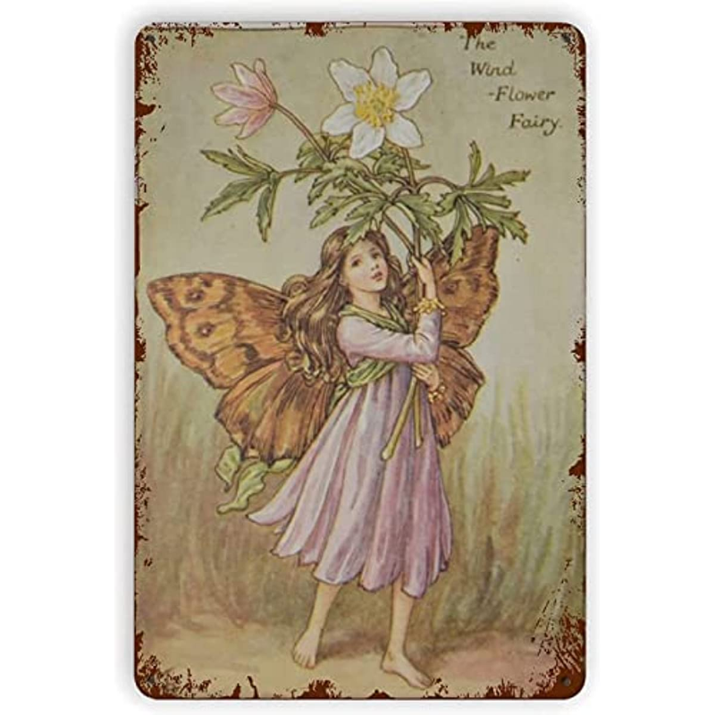 Vintage Tin Metal Sign Flower Fairy Retro Wall Art Decor Iron Painting for Home Kitchen Cafe Pub Sign Plaque room decor