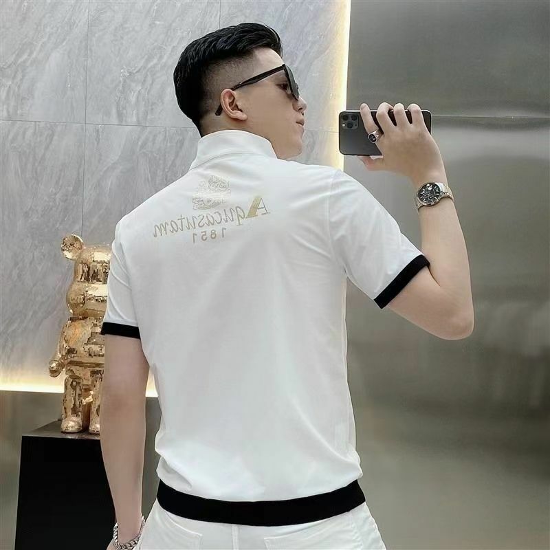 Abbigliamento da uomo nuovo colletto alla coreana allentato temperamento Casual solido manica corta Premium primavera estate sottile camicie con cerniera alla moda