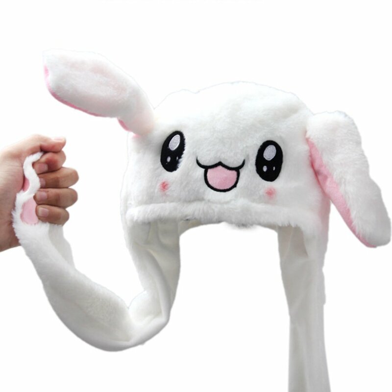 Chapeau de lapin avec oreilles mobiles, chaud, en peluche, mignon, Airbag, amusant, cadeau pour enfants et adultes