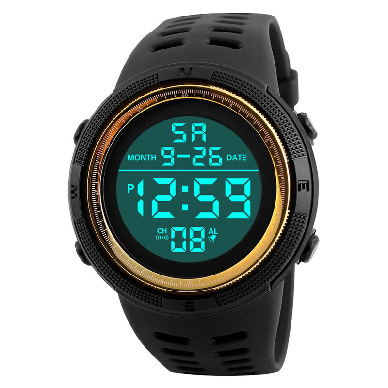 กีฬากลางแจ้งนาฬิกานาฬิกานาฬิกาปลุก Chrono 5bar กันน้ำ Jam Tangan Digital Reloj Hombre นาฬิกาอิเล็กทรอนิกส์ Часы