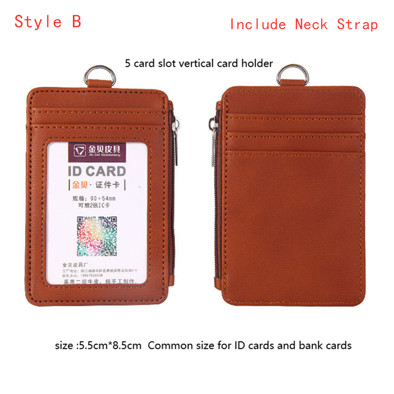 PU Card Holder Business Work Card ID Badge Lanyard Holder with Strap Staff Identification Card Bus ID Holder Credit Card Case
