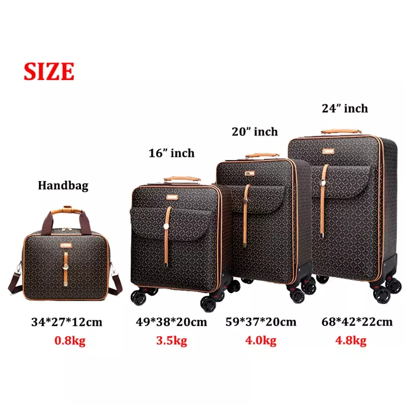 Модный винтажный костюм, чемодан с сумкой, 16 дюймов, чемодан 20 дюймов, 24 дюйма, 28 дюймов, роликовая тележка, стандартная деловая дорожная сумка