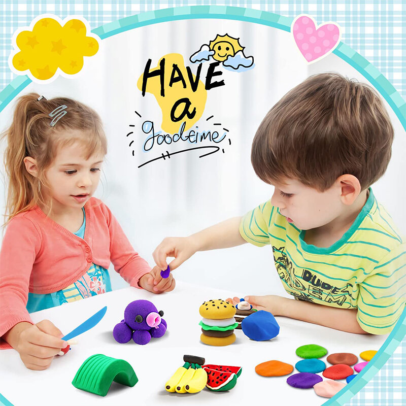 Air Dry Plasticine Modeling Clay Educational 5D Toy For Children Gift Play Dough Colorful Light Clay Safe Toy Gift for Kids