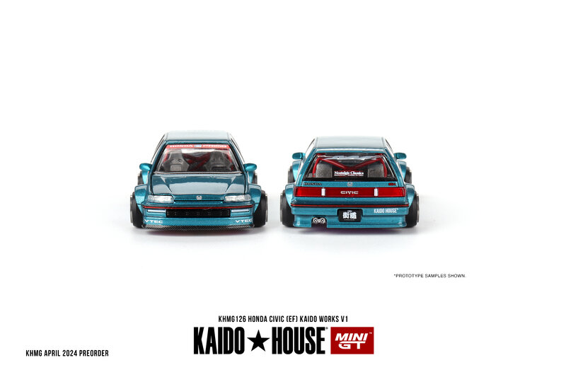 Kaido House et Minigt Civic Toy Toy Model Car, Minigt Civic (EF), Gown V1 Shirt, MG126 Diecast