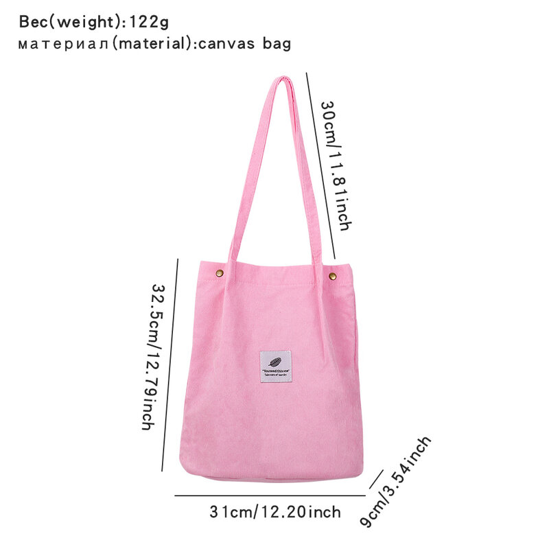 Cord Tasche Handtaschen für Frauen Schulter Taschen Weibliche Weiche Umwelt Lagerung Reusable Mädchen Kleine und Große Shopper Totes Tasche