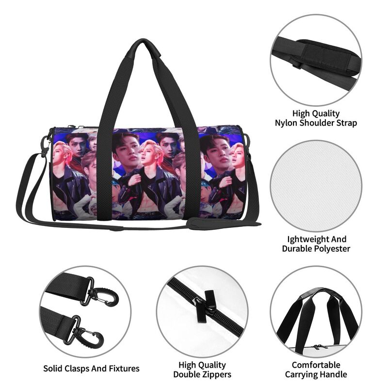 Travel Bag Bang Chan Gym Bag K Pop Boy Weekend Sports Bags Large Luggage Pattern Handbag Cute Fitness Bag For Male Female