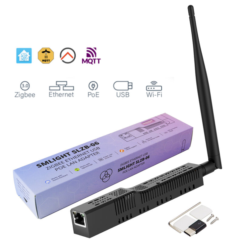 Zigbee 3,0 a Ethernet SMLIGHT, SLZB-06 USB, y centro de enlace WiFi con PoE, funciona con Zigbee2MQTT, asistente de casa, ZHA