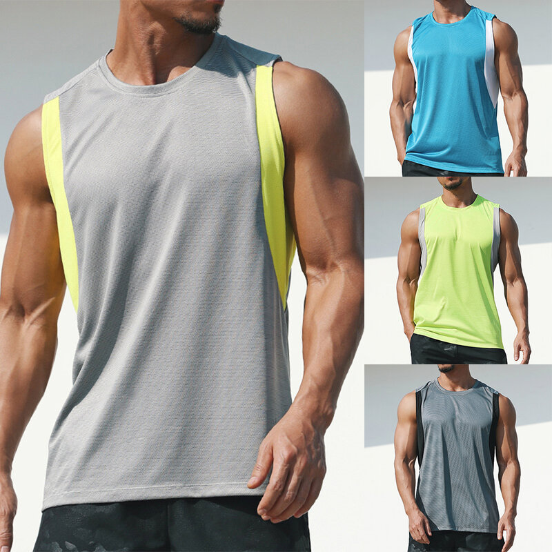 Siłownia Fitness koszule siłownia oddychające męskie koszulki do eksponowania mięśni poliestrowe szybkoschnący regularny trening wszystkie sezony