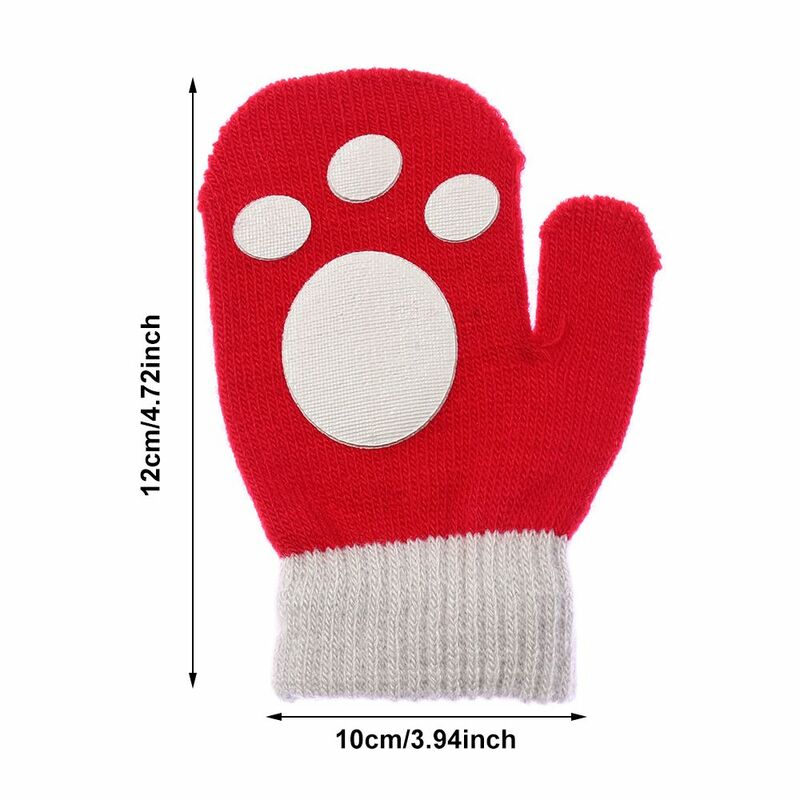 Kinder Candy Farbe Verdickung Warme Gestrickte Handschuhe Winter Handschuh Fußabdruck Muster Volle Finger Handschuhe Für 1-4 Jahre