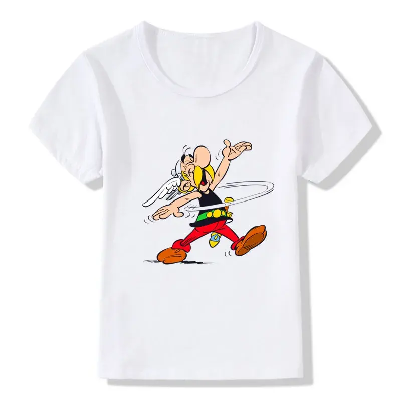 Забавная футболка для мальчиков с мультяшным принтом «Приключения астерикса и Обеликса», Детская футболка, летняя повседневная одежда для маленьких девочек, топы HKP5448
