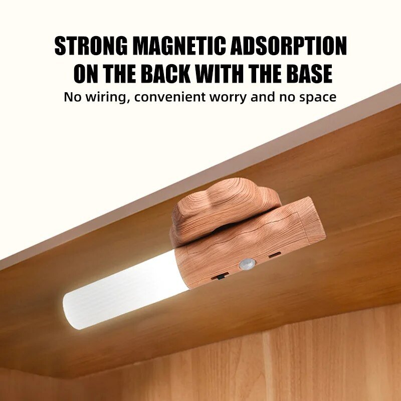 Led Wood Grain Charging Human Body Sensor Light Smart Home Magnetic Induction Wall LightThree-in-one Multi-Functional Night Ligh