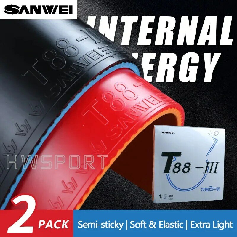 SANWEI T88-3 tenis stołowy gumy podwójny zestaw pół-lepki elastyczny szybki atak Ping Pong guma z precyzyjną kontrolą