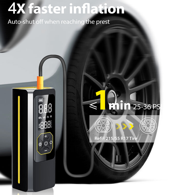 LED 램프가 있는 자동차 타이어 팽창기 펌프, 오토바이 자전거 타이어 팽창식 펌프, 공기 펌프, 8000mAh